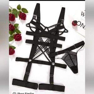 Never worn sexy black strappy lingerie set